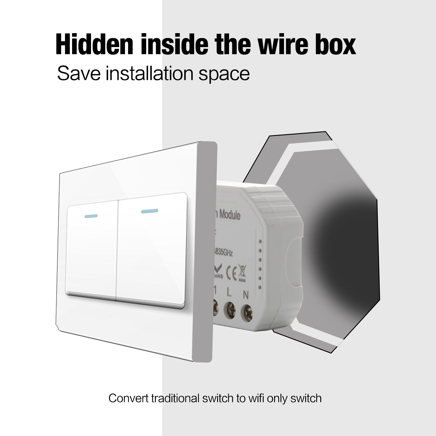 Smart WiFi Light Switch, Smart Remote WiFi Switch Compatible with Google Home and Alexa, IFTTT, Support Voice Control and Setting Schedule Timer, No Hub Required - 1 Pack - ECHZOVE