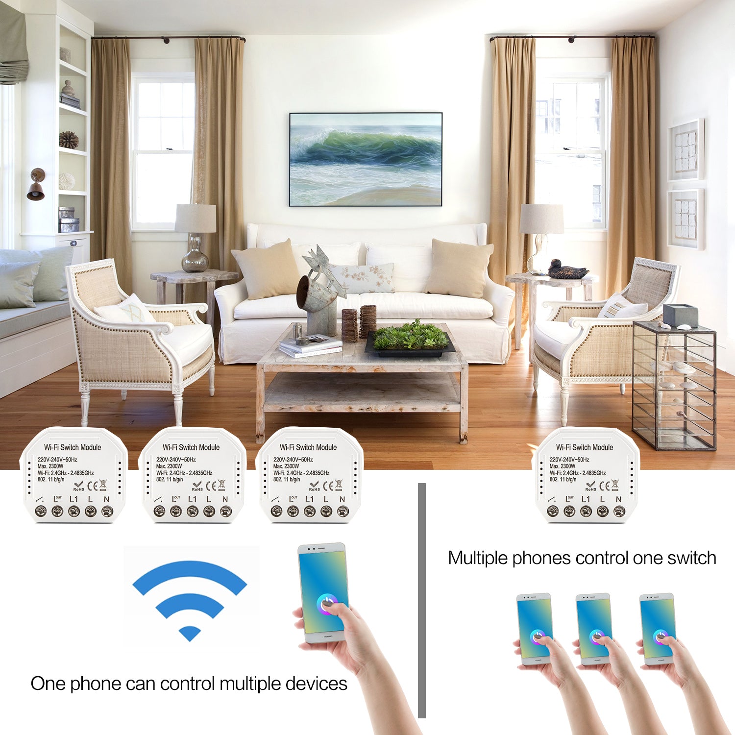 Smart WiFi Light Switch, Smart Remote WiFi Switch Compatible with Google Home and Alexa, IFTTT, Support Voice Control and Setting Schedule Timer, No Hub Required - 1 Pack - ECHZOVE