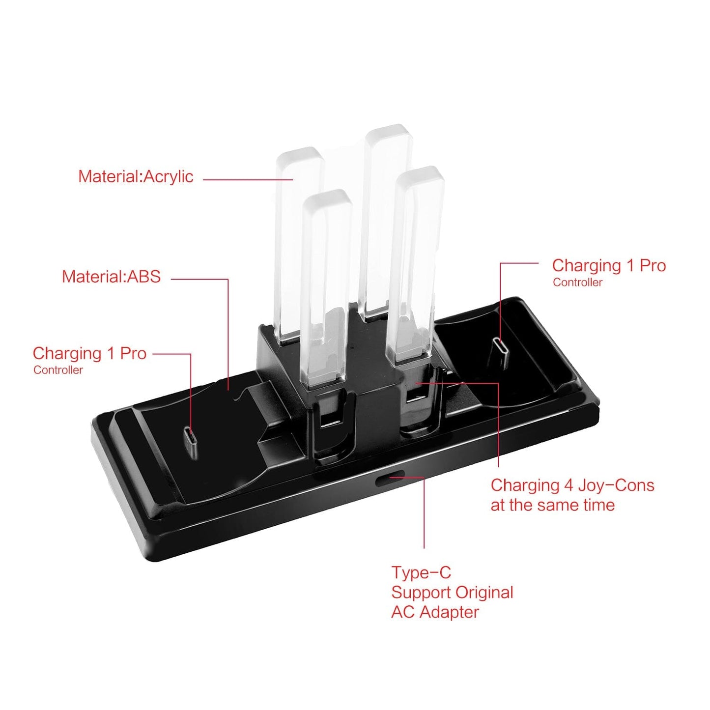 nintendo switch controller charger with led light