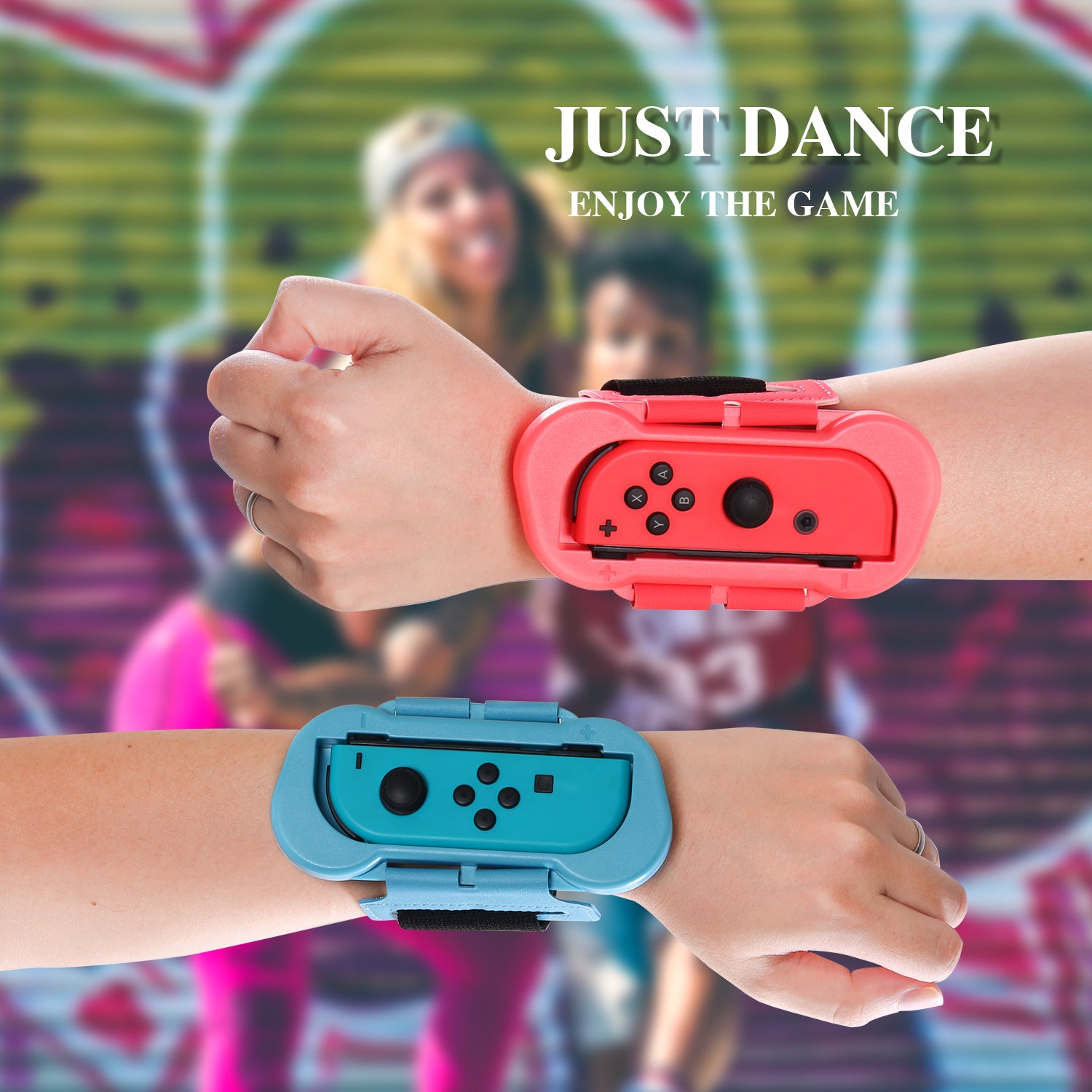 Wrist Band for Just Dance 2020 - Nintendo Switch Standard Edition - 2 Packs (Fit for 4.72-7.5 inches Wrist Circumference) - Blue and Red - ECHZOVE