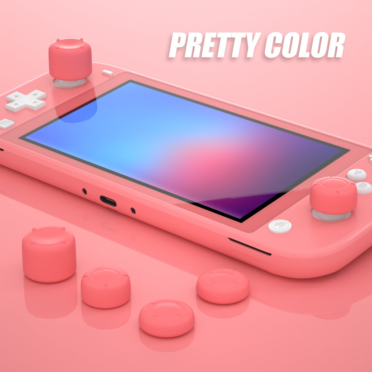 Thumb Grips for Nintendo Switch Lite, Joystick Caps for Nintendo Switch Lite - Coral - ECHZOVE