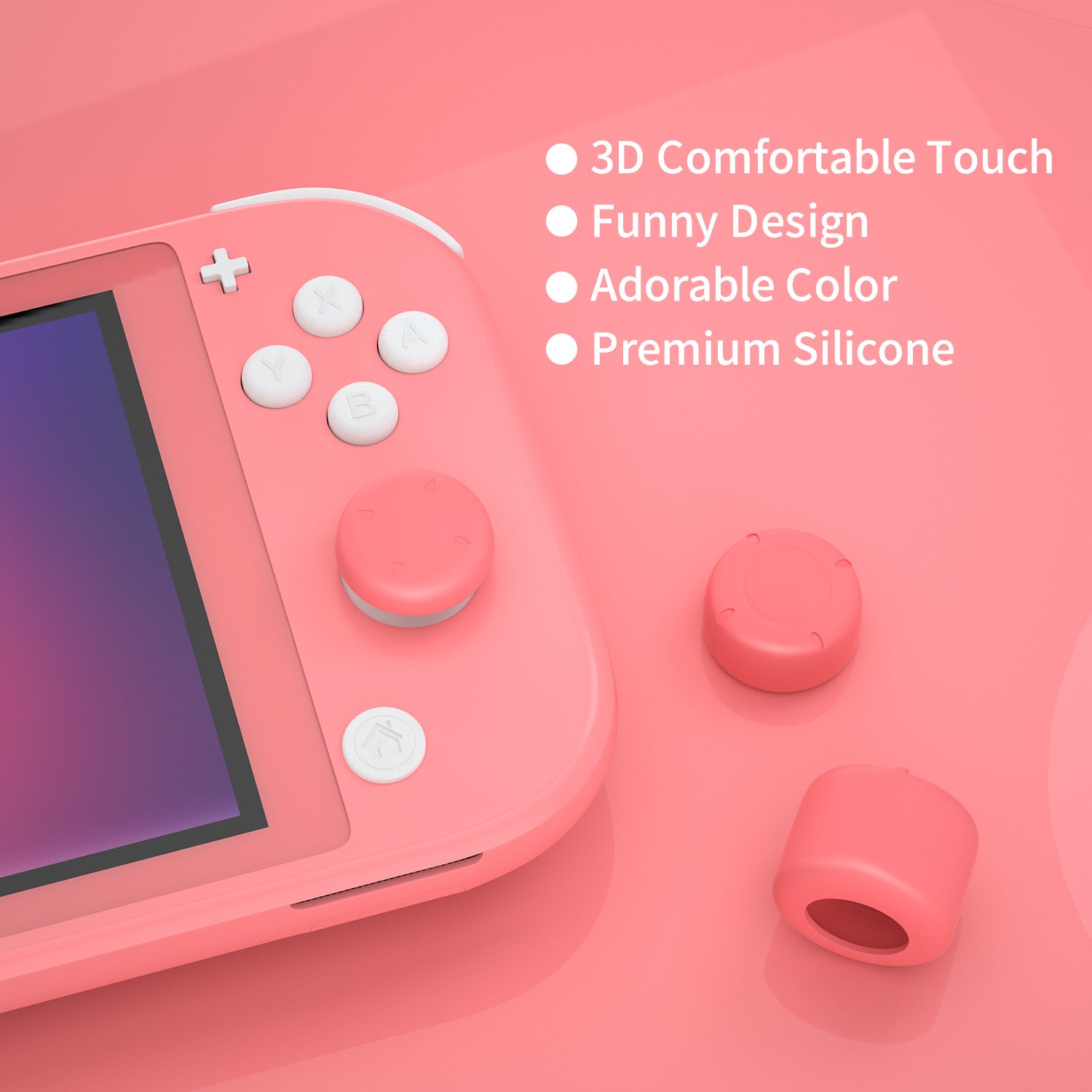 Thumb Grips for Nintendo Switch Lite, Joystick Caps for Nintendo Switch Lite - Coral - ECHZOVE