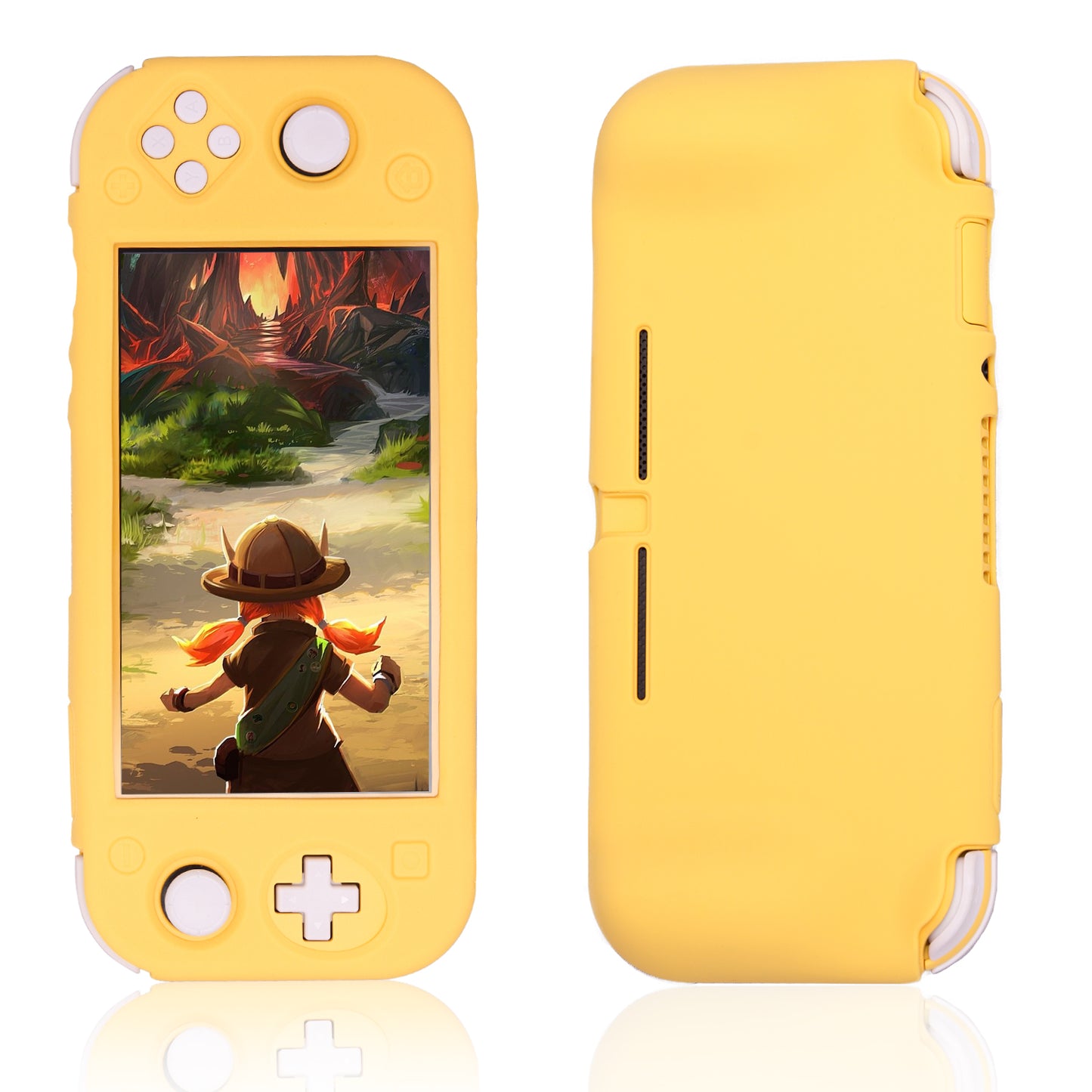 Protective Grip Case for Nintendo Switch Lite, Soft Silicone Case for Nintendo Switch Lite with Tempered Glass Screen Protector and 6 Thumb Grips - ECHZOVE