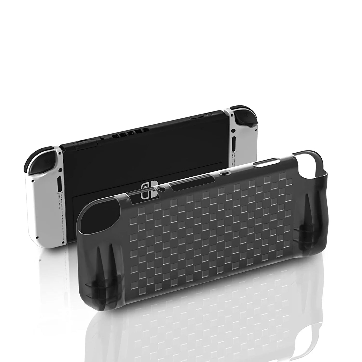 Switch OLED Cover, Protective Case for Nintendo Switch OLED, Switch OLED TPU Case with Game Storage - Gray