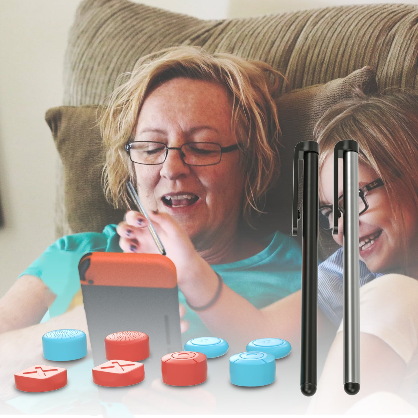 Stylus for Nintendo Switch and 6 Thumb Grips for Nintendo Switch - ECHZOVE