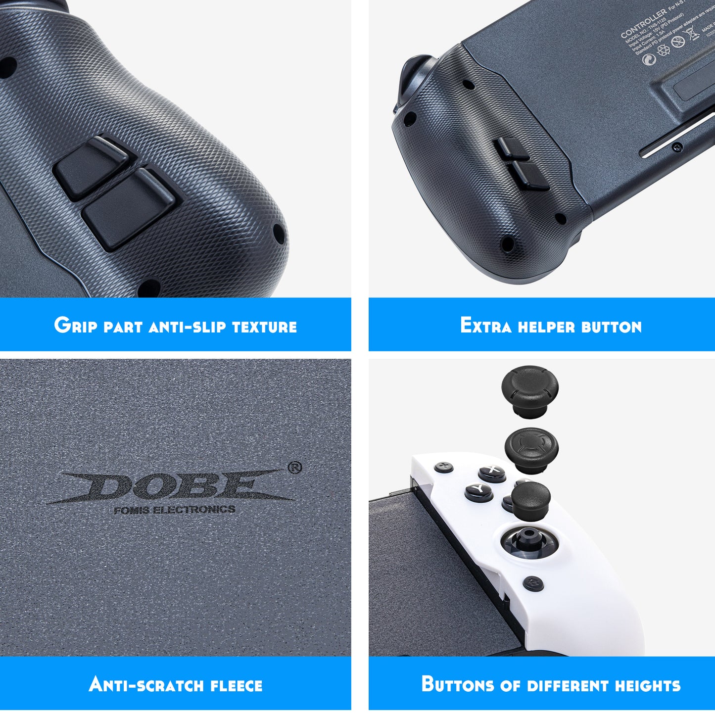 Switch OLED Accessories, Switch OLED Grip Controller with 6-Axis Gyro, Mapping, Vibration, Programmable Buttons and Additional Joysticks - ECHZOVE