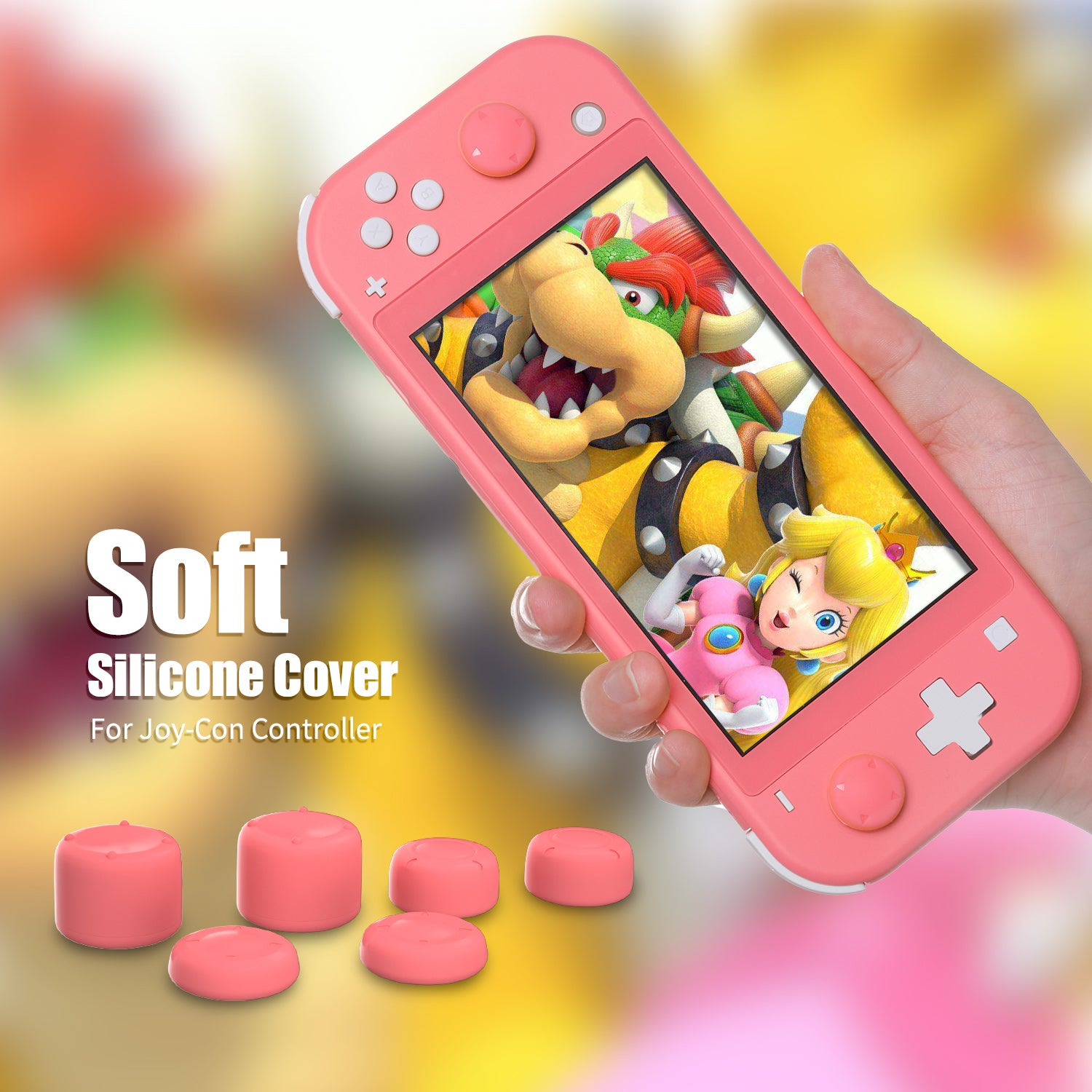 Thumb Grips for Nintendo Switch Lite, Joystick Caps for Nintendo Switch Lite - Coral - ECHZOVE
