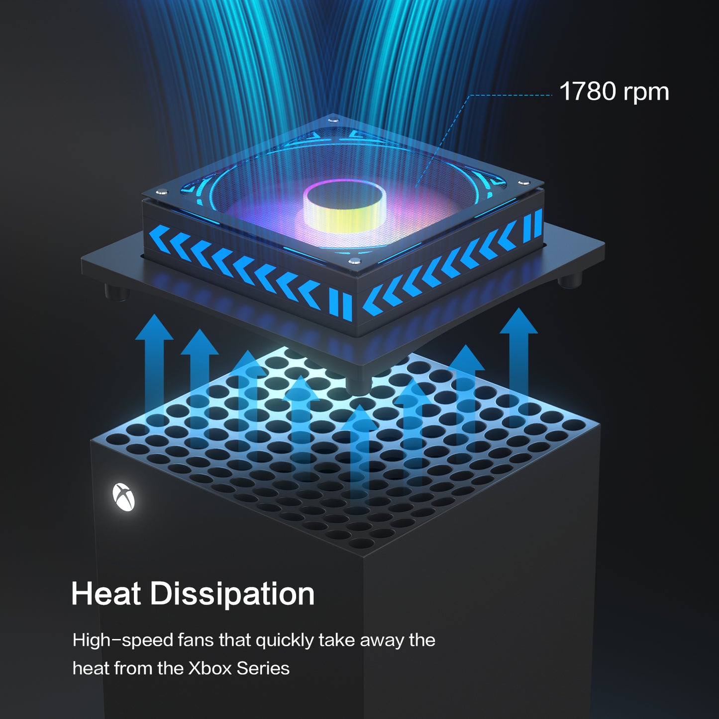 Xbox Series X LED Fan, Cooling Fan for Xbox Series X with LED RGB Light, USB Powered and Remote Control or App Control, Various Colorful LED Lights, Low Noise, Xbox Series X Accessories