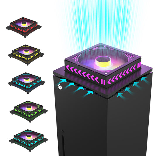 Xbox Series X LED Fan, Cooling Fan for Xbox Series X with LED RGB Light, USB Powered and Remote Control or App Control, Various Colorful LED Lights, Low Noise, Xbox Series X Accessories