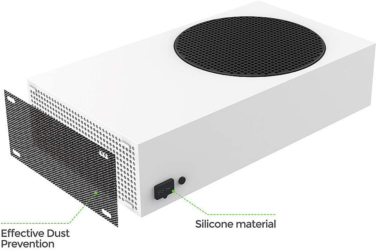 Dust Plugs Compatible with Xbox Series S, Dust Filter Kit Compatible with Xbox Series S, Include 8 Silicone Series S Dust Protector and 2 PVC Series S Mesh Filter Covers